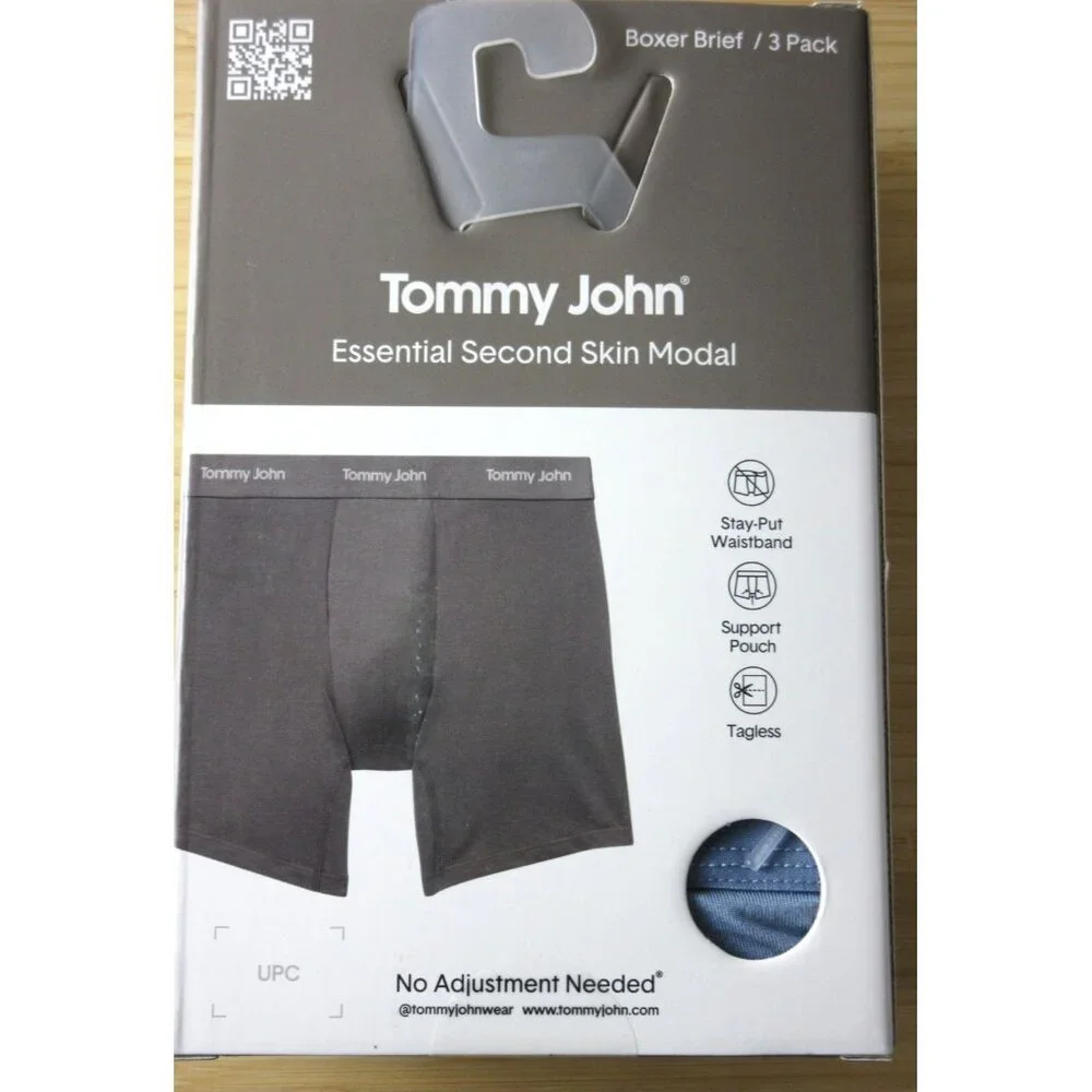 Tommy John Men's Essential Second Skin Modal 3 pack Stretch Boxer Briefs Blue